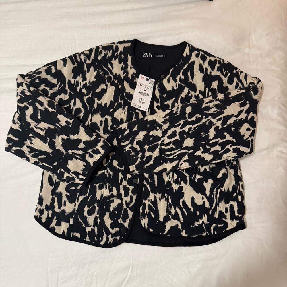 Zara Black and Cream Patterned Jacket